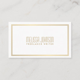 Tarjeta De Visita Elegancia simple estilo Art Decó Blanco/Faux Gold