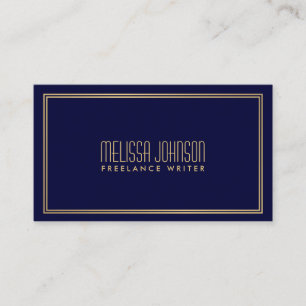 Tarjeta De Visita Elegancia simple estilo Art Déco Navy/Faux Gold