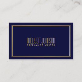Tarjeta De Visita Elegancia simple estilo Art Déco Navy/Faux Gold