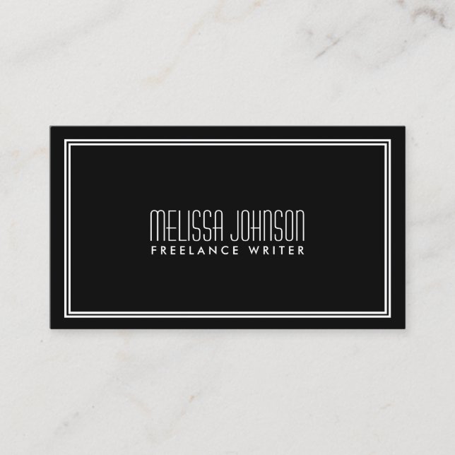 Tarjeta De Visita Elegancia simple estilo Art Deco Negro/Blanco (Anverso)