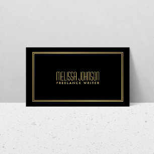 Tarjeta De Visita Elegancia simple estilo Art Deco Negro/Faux Gold
