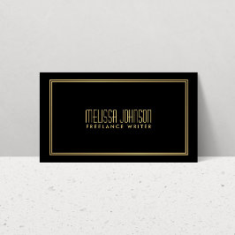 Tarjeta De Visita Elegancia simple estilo Art Deco Negro/Faux Gold