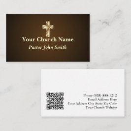 Tarjeta De Visita Elegancia simple Iglesia Pastor Cruz de Oro