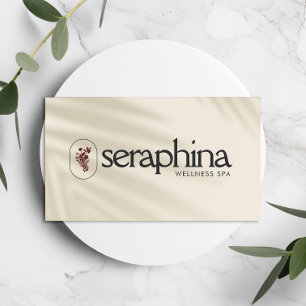 Tarjeta De Visita Elegancia Terrosa Logo Belleza, Bienestar, Spa Mar