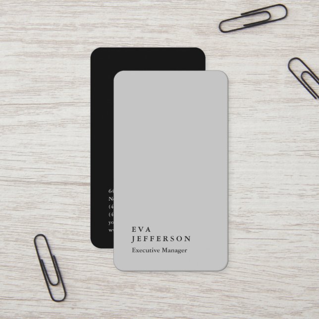 Tarjeta De Visita Elegancia vertical elegante gris moderno (Anverso/Reverso In Situ)