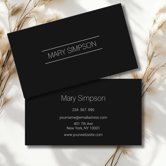 Tarjeta De Visita Elegancias Pure minimalistic (Elegant, Minimal Black Business Card.)