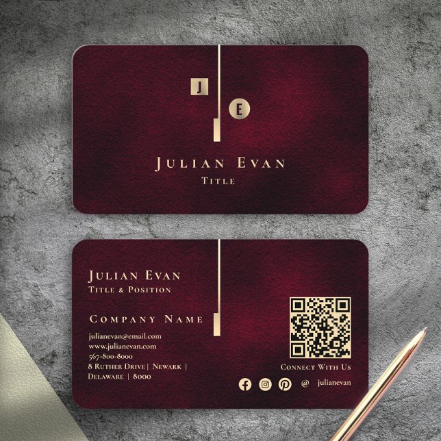 Tarjeta De Visita Elegant Artistic Monogram Burgundy Wine Gold (Elegant Artistic Monogram Burgundy Wine Gold Business Card)