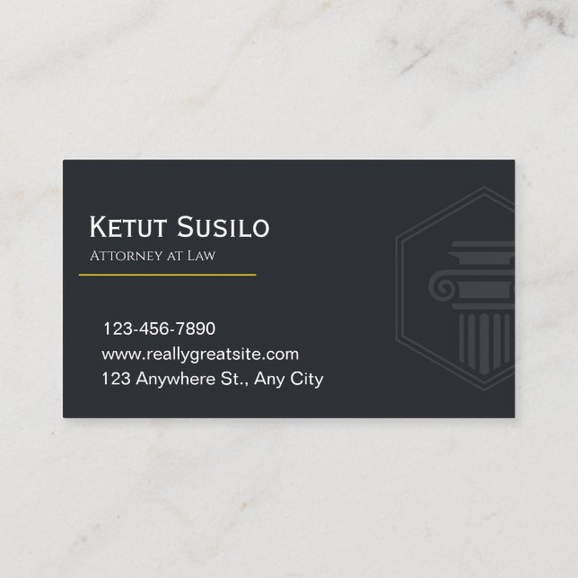 Tarjeta De Visita Elegant Attorney at Law Business Card | Lawyer  (Reverso)