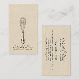 Tarjeta De Visita Elegant Baker Bakers Whisk Cream Linen 