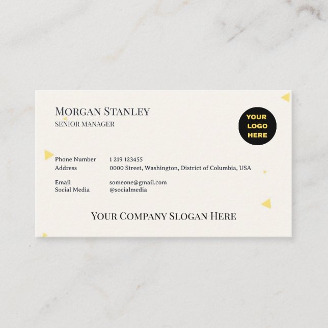 Tarjeta De Visita Elegant Beige Gold Embossed Minimalist (Anverso)