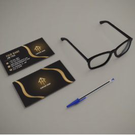 Tarjeta De Visita Elegant Black and Gold Business Card