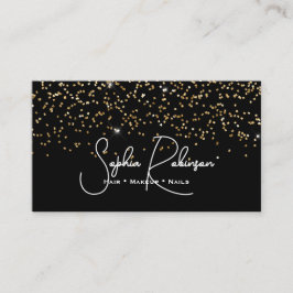 Tarjeta De Visita Elegant Black and Gold Glitter Salon Business Card