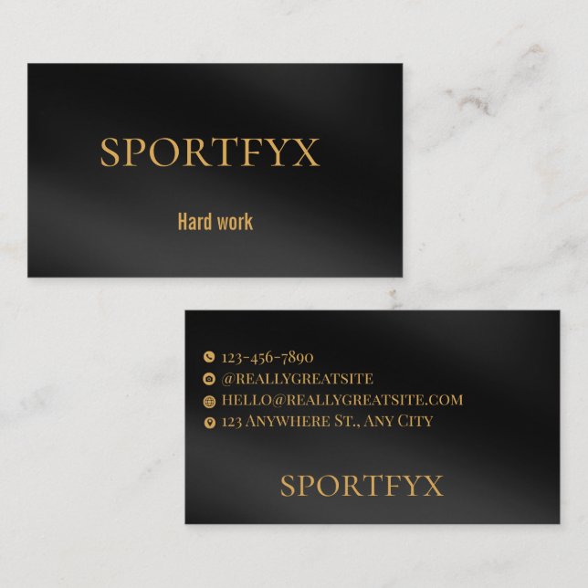 Tarjeta De Visita Elegant Black and Gold Minimalist Business Card |  (Anverso / Reverso)
