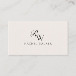 Tarjeta De Visita Elegant Black and Ivory Modern Monogram