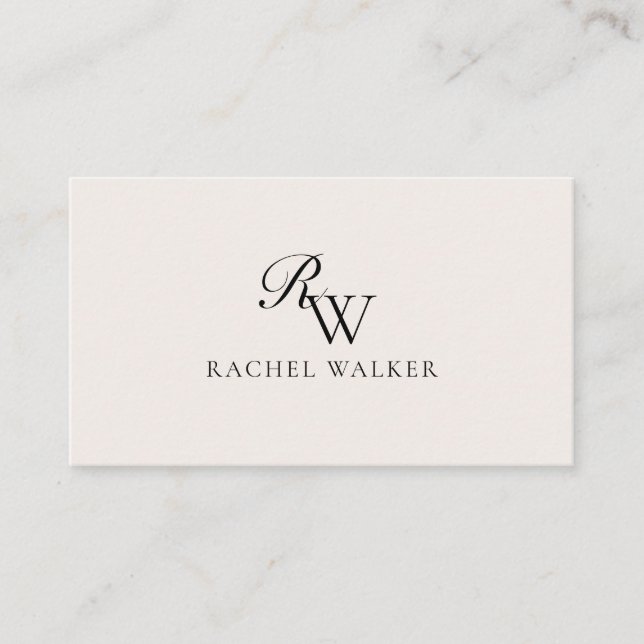 Tarjeta De Visita Elegant Black and Ivory Modern Monogram (Anverso)