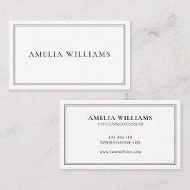 Tarjeta De Visita Elegant Black and White Minimalist Professional