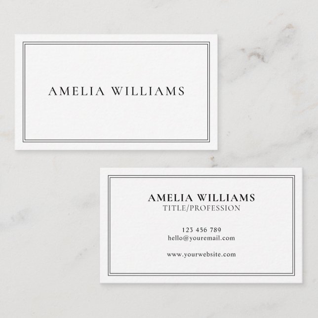 Tarjeta De Visita Elegant Black and White Minimalist Professional (Anverso / Reverso)