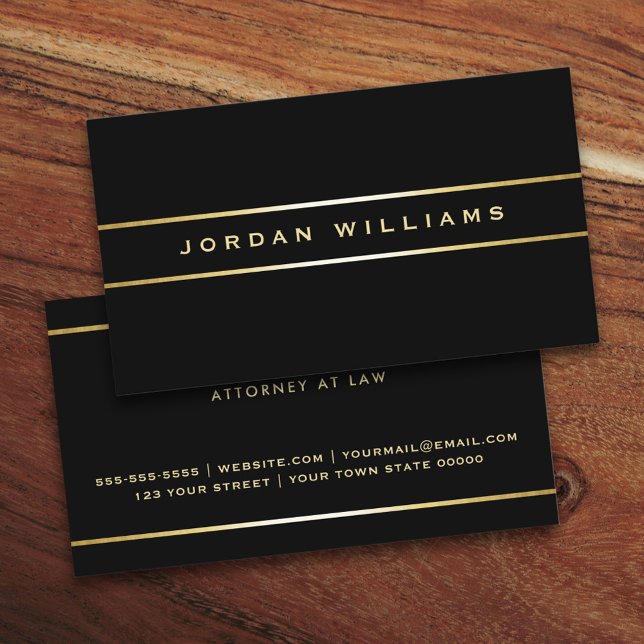 Tarjeta De Visita Elegant black gold gradient borders professional (Elegant black business card with golden gradient borders)