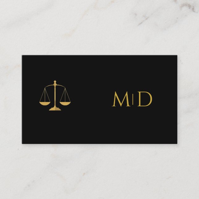 Tarjeta De Visita Elegant Black & Gold Lawyer   (Anverso)