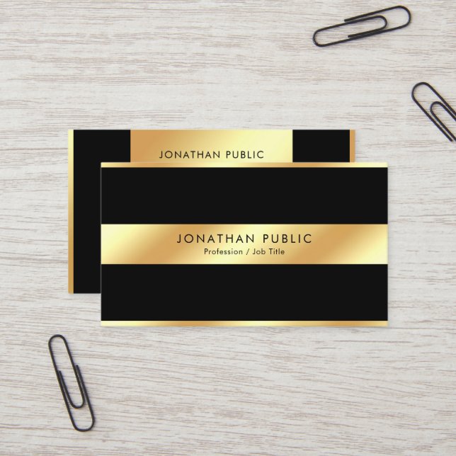 Tarjeta De Visita Elegant Black & Gold Template Professional Modern (Anverso/Reverso In Situ)