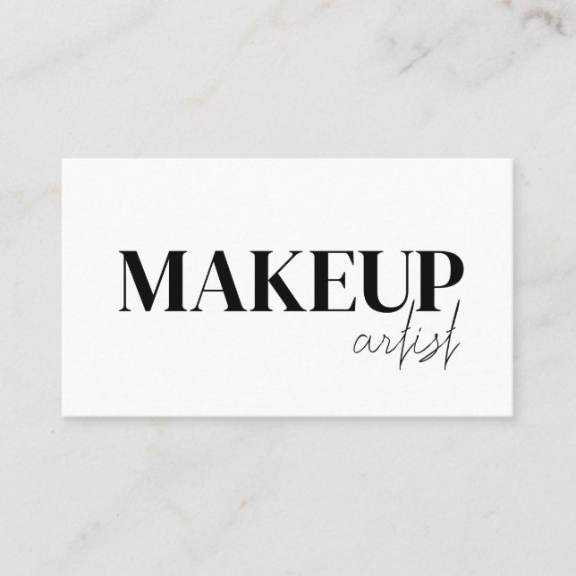 Tarjeta De Visita Elegant black &white QR Code makeup artist  (Anverso)