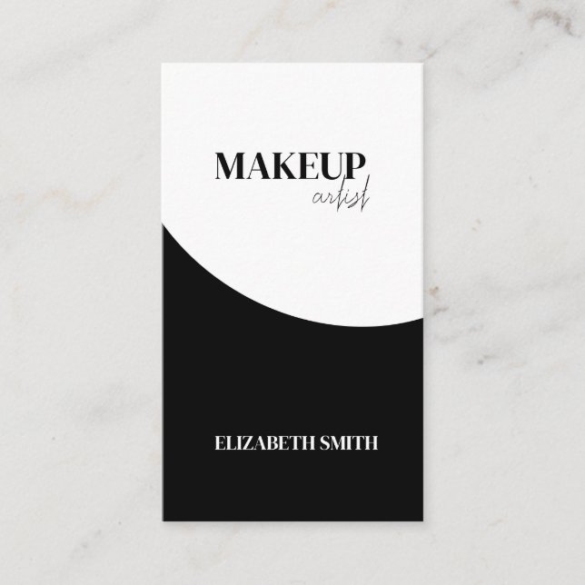 Tarjeta De Visita Elegant black &white QR code makeup artist  (Anverso)