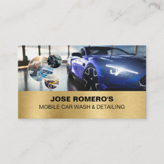 Tarjeta De Visita Elegant Blue Auto Detailing Mobile Car Wash