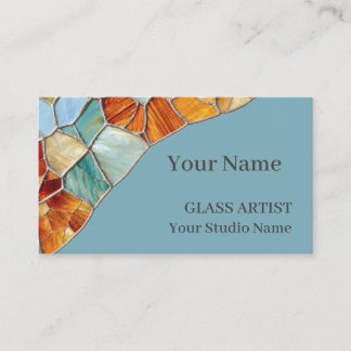 Tarjeta De Visita Elegant Blue Orange Stained Glass Business Card