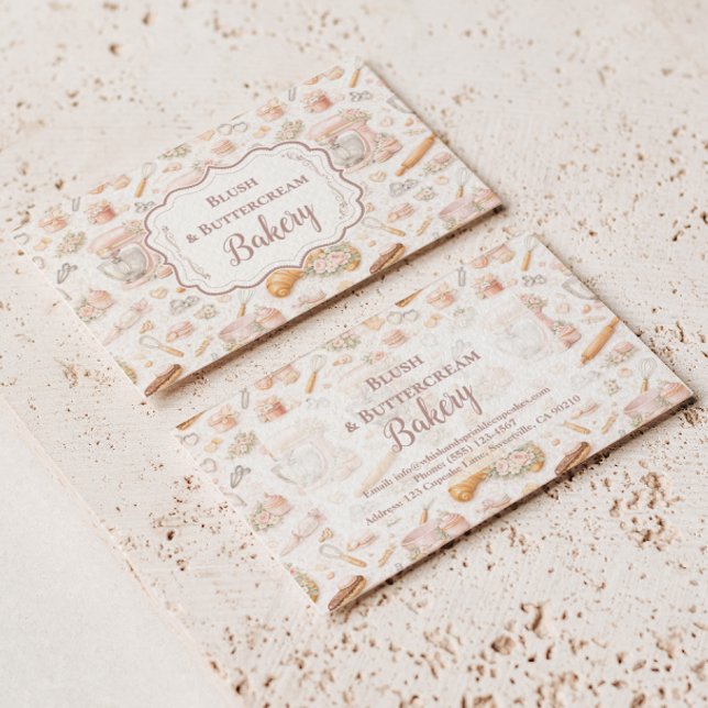 Tarjeta De Visita Elegant Blush Patisserie Bakery Business (Subido por el creador)