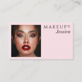 Tarjeta De Visita Elegant Blush Pink QR Code Social Photo Makeup