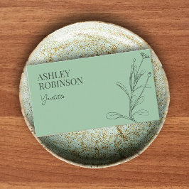 Tarjeta De Visita Elegant boho botanical pastel green QR code