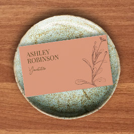 Tarjeta De Visita Elegant boho botanical pastel terracotta QR code