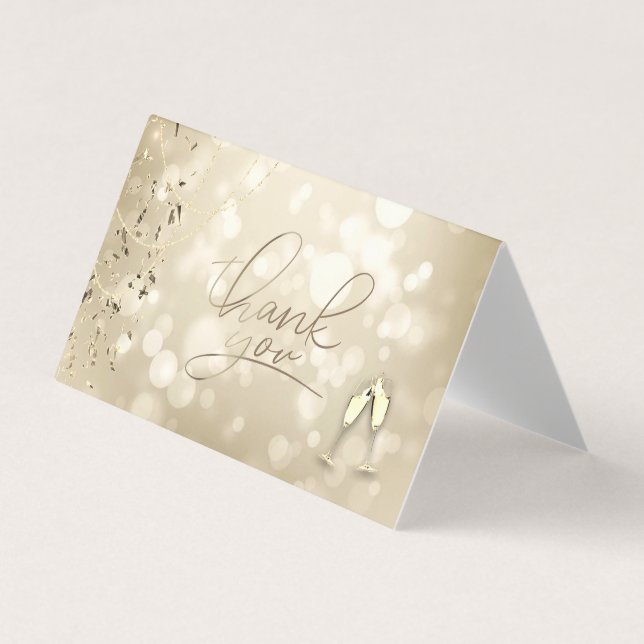 Tarjeta De Visita Elegant Bokeh,Confetti Wine Glasses Wedding (Anverso)