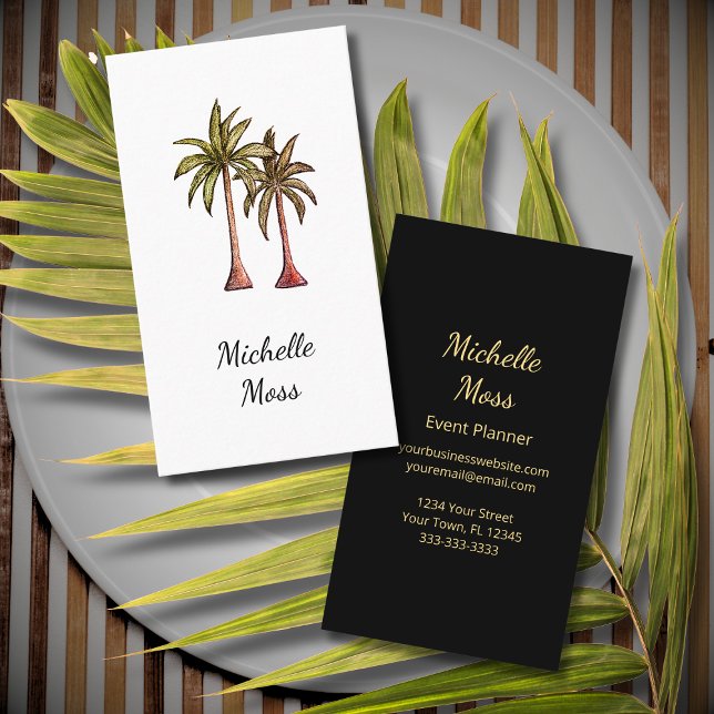 Tarjeta De Visita Elegant Botanical Boho Tropical Palm Trees  (Subido por el creador)