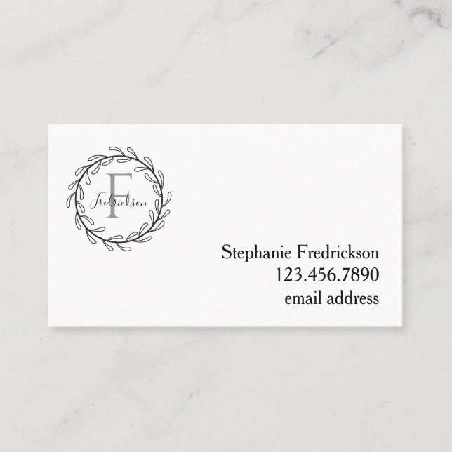 Tarjeta De Visita Elegant Botanical Wreath – Personalized (Anverso)