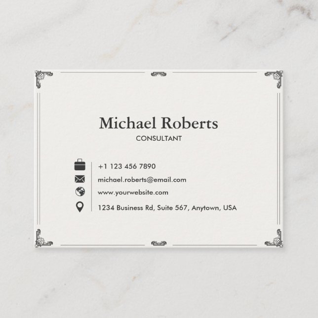 Tarjeta De Visita Elegant Business Card | Modern Design 3.5" × 2.5" (Anverso)