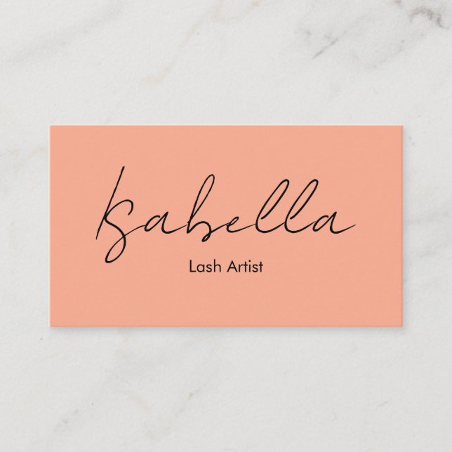 Tarjeta De Visita Elegant Calligraphy Peach Lash Artist (Anverso)