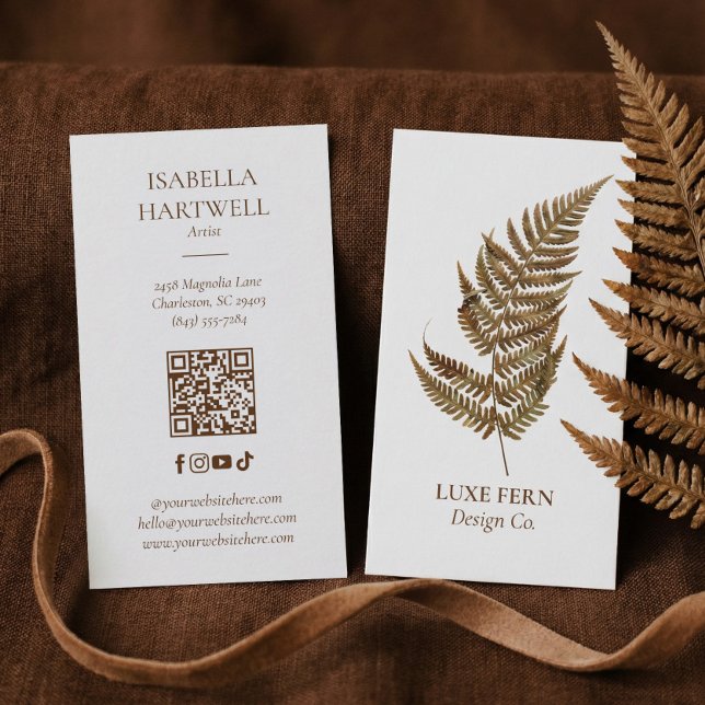 Tarjeta De Visita Elegant Chic Modern Luxury Botanical Fern Greenery (Elegant Chic Modern Luxury Botanical Fern Greenery Business Card)