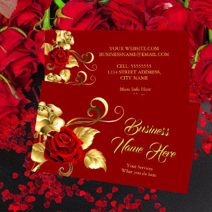 Tarjeta De Visita Elegant Classy Dark Red Rose Gold Leaf Floral