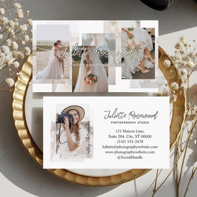 Tarjeta De Visita Elegant Classy Photographer Photo Gallery Collage (Elegant Classy Photographer Photo Gallery Collage Business Card)