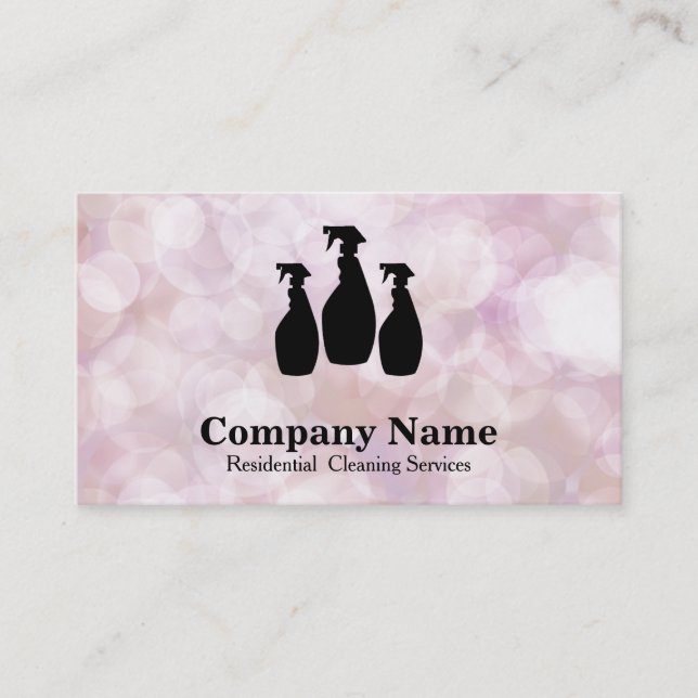 Tarjeta De Visita Elegant Cleaning Service Glitter Bokeh Business Ca (Anverso)