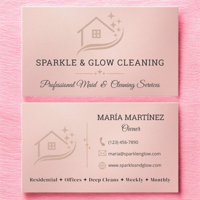 Tarjeta De Visita Elegant Cleaning Services Maid & Housekeeping (Subido por el creador)