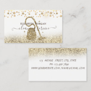 Tarjeta De Visita Elegant Confetti Aspiradora Glitter Dorado 