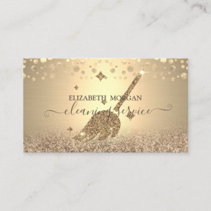 Tarjeta De Visita Elegant Confetti Criada Limpieza Purpurina Oro
