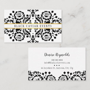 Tarjeta De Visita ELEGANT DAMASK patrón vintage oro blanco negro