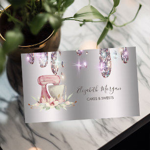 Tarjeta De Visita Elegant Drips, Panadería de flores mezcladas