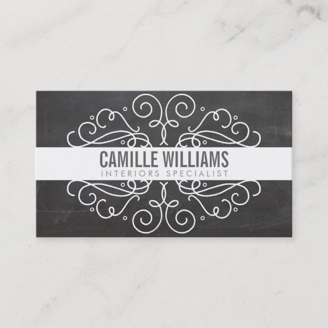 Tarjeta De Visita ELEGANT elegante swift art nouveau chalkboard gris (Anverso)