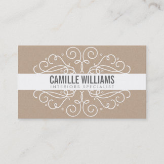 Tarjeta De Visita ELEGANT elegante swift art nouveau Eco Kraft White