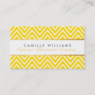 Tarjeta De Visita ELEGANT elegante tira de oro chevron amarillo bril