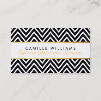 Tarjeta De Visita ELEGANT elegante tira de oro chevron patrón negro